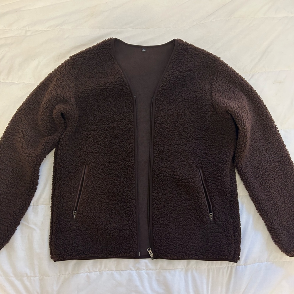 Uniqlo brown Sherpa jacket and vest